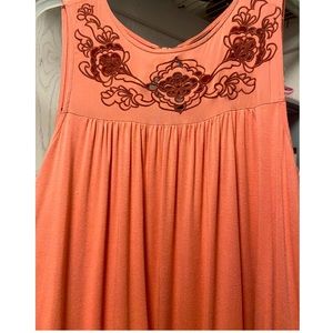 3x DUSTY CORAL JERSEY CUTOUT EMBROIDERED TANK